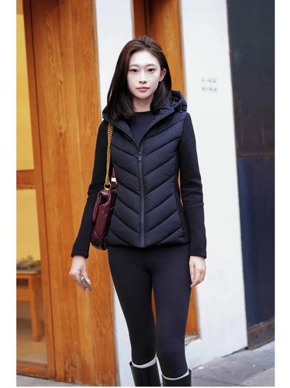 Stylish Warmth: Hooded Patchwork Cotton Jacket