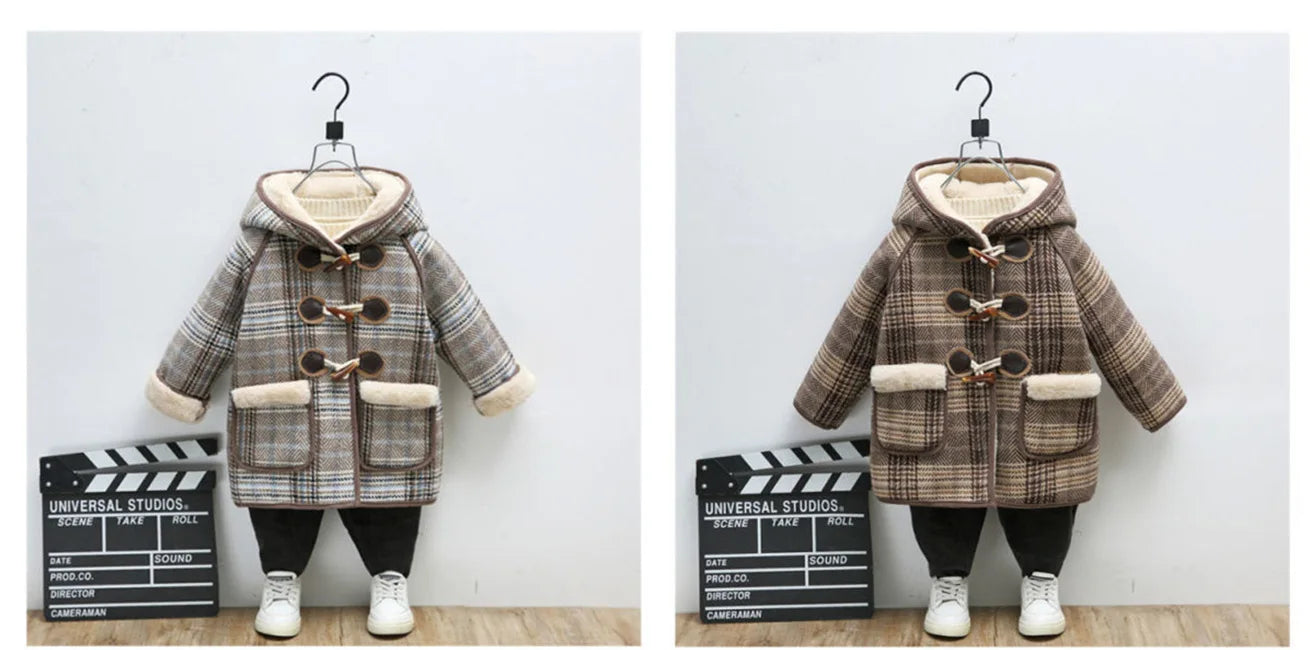 Girls’ Winter Wool Coat – Thicken Velvet-Lined