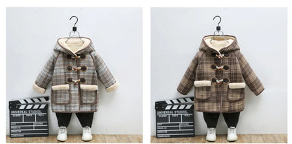 Girls’ Winter Wool Coat – Thicken Velvet-Lined