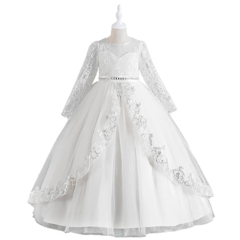 Girls Evening Dress – Lace Embroidered Party Gownn