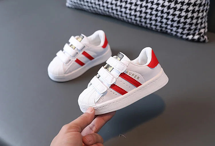 Kids' Fashion White Sneakers – Breathable & Non-Slip Comfort