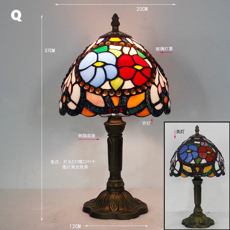 Table Lamp: E27 Stained Glass, Baroque Mediterranean Style for Bedroom & Nightstand