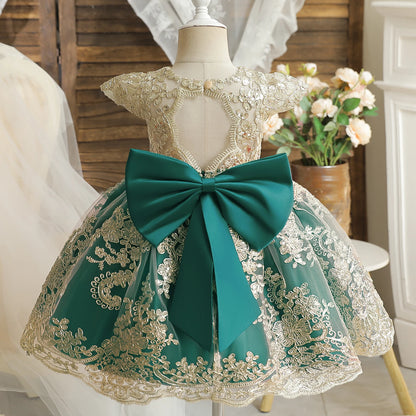 Princess Party Dress – Lace Embroidery with Ruffles