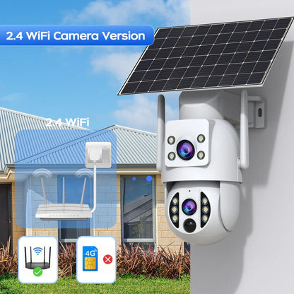 4K Wireless Solar Camera | Dual Lens | PIR Motion + Color Night Vision + Battery Power