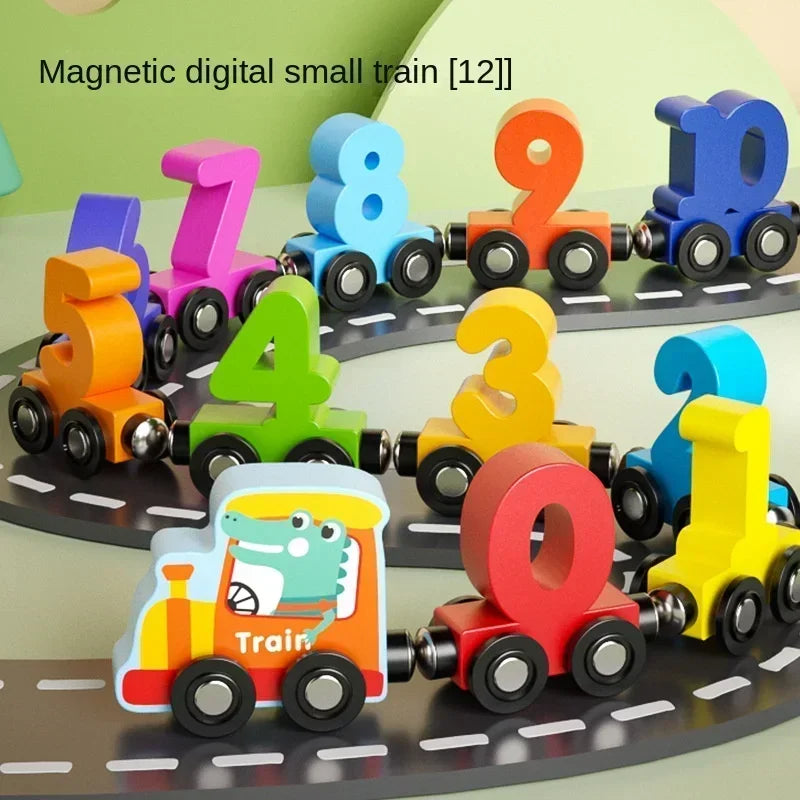 12-Piece Magnetic Digital Train – Montessori Wooden Learning Toy for Kids