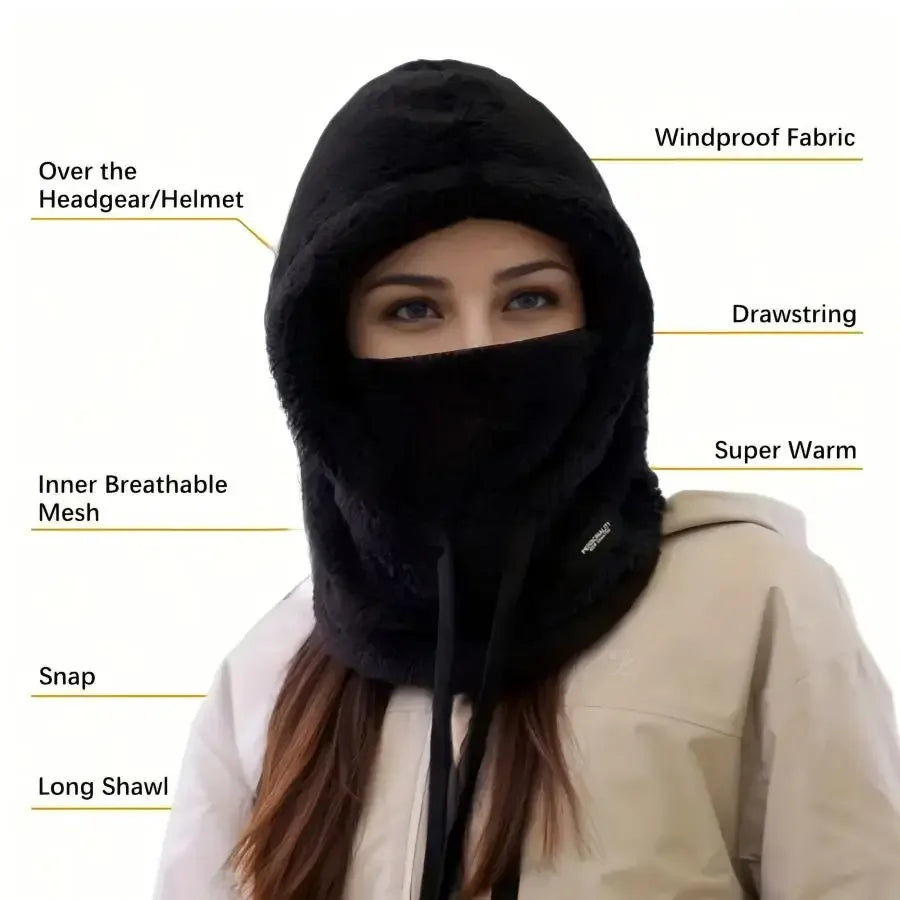 Winter Face Cover Hat with Fleece Sherpa Lining
