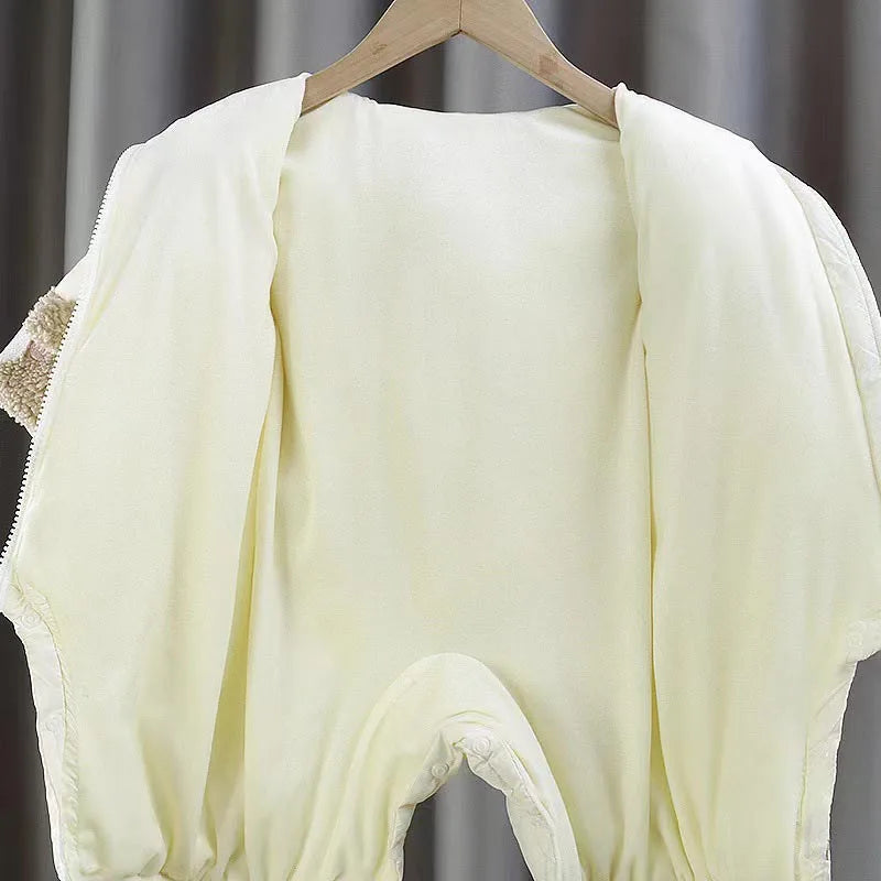 Infant Hooded Romper – Soft Cotton & Fleece