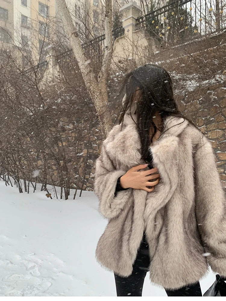 Luxury Fluffy Faux Fox Fur Jacket – Casual & Cozy