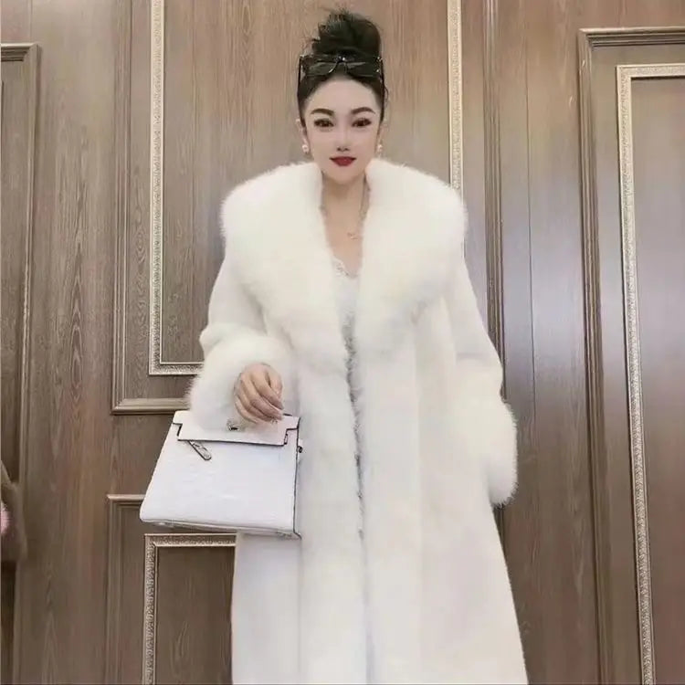 Elegant Faux Fur Long Coat: Warm & Chic