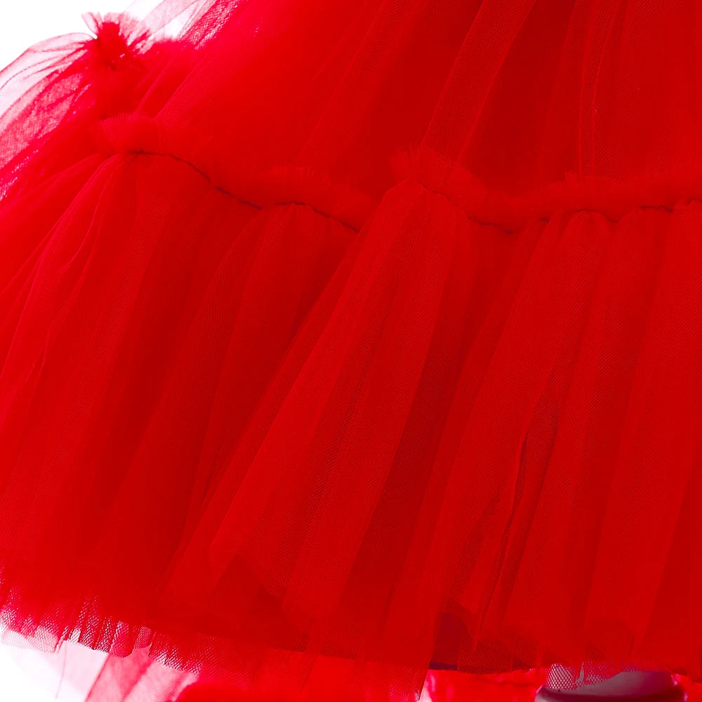 Elegant Red Tulle Dress for Girls – First Communion & Birthday
