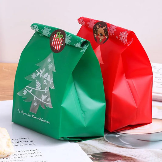 50/100pcs Snowflake Christmas Gift Bags – Festive Candy Boxes & Packaging for Xmas