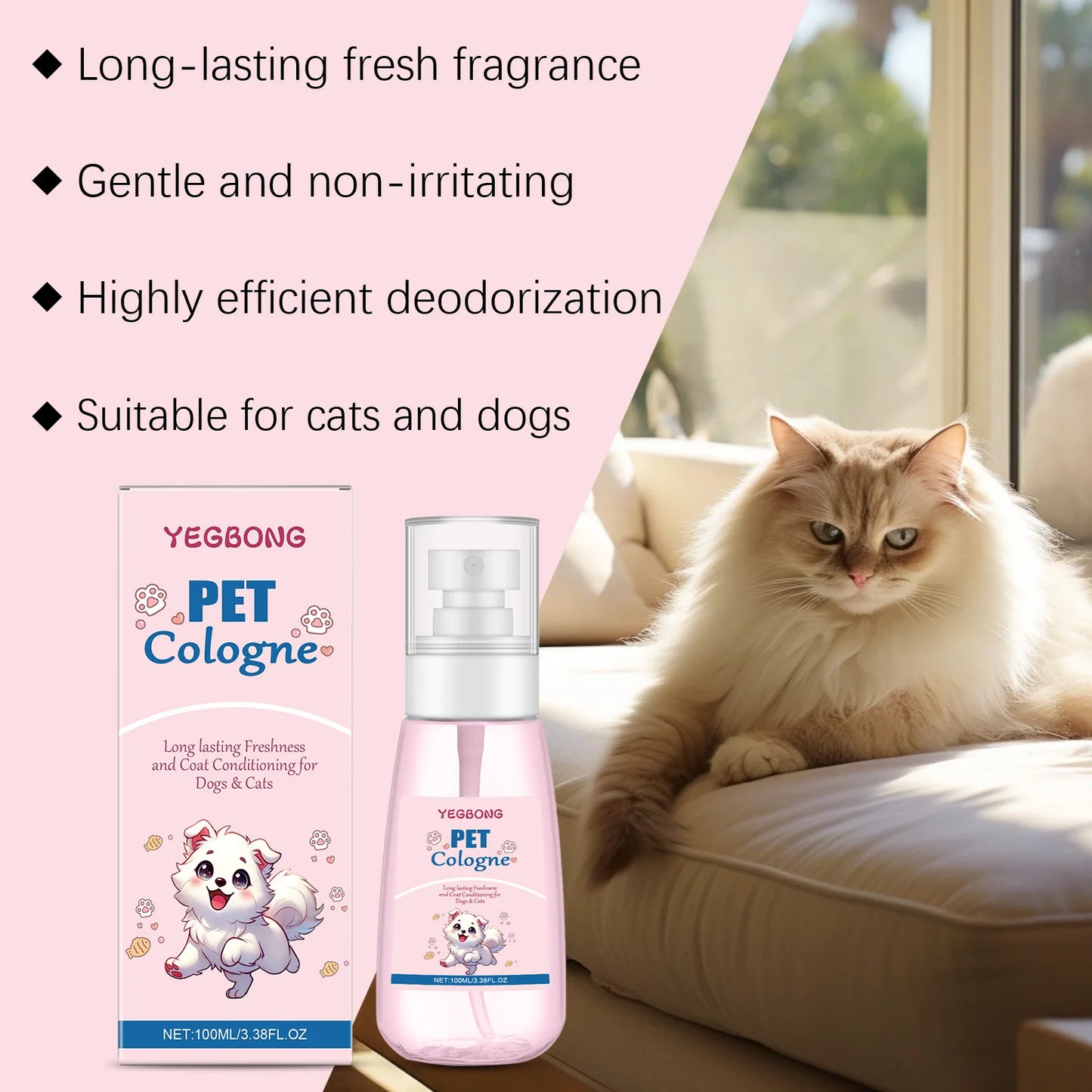 YEGBONG Pet Cologne – Baby Powder Scent, Long-Lasting Freshness & Odor Control