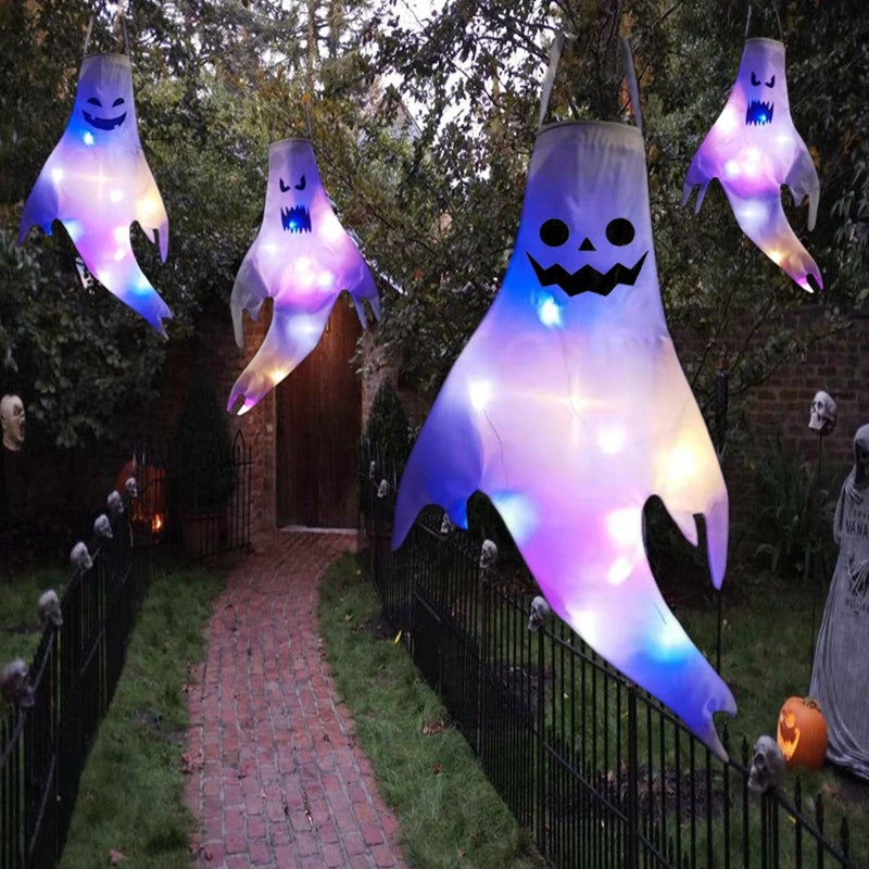 Glowing LED Ghost: Spooky Hanging Lamp for Halloween 2024