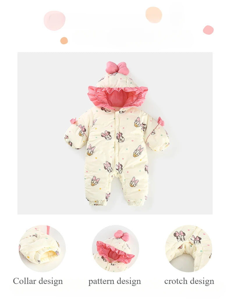 Winter Cotton Jumpsuit – Minnie Magic (0–1Y)