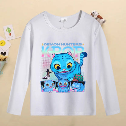 Kpop Demon Hunters Kids T-Shirt – Kawaii Cartoon Long Sleeve Top