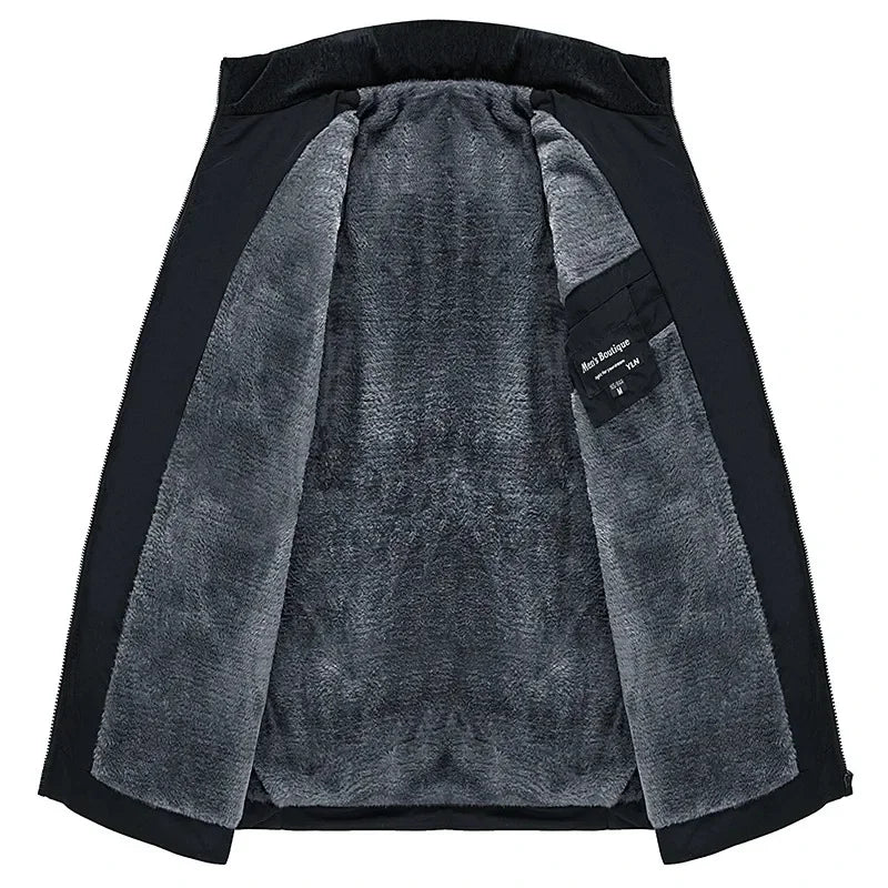 Stand Collar Puffer Jacket – Plush Thick Parka for Men