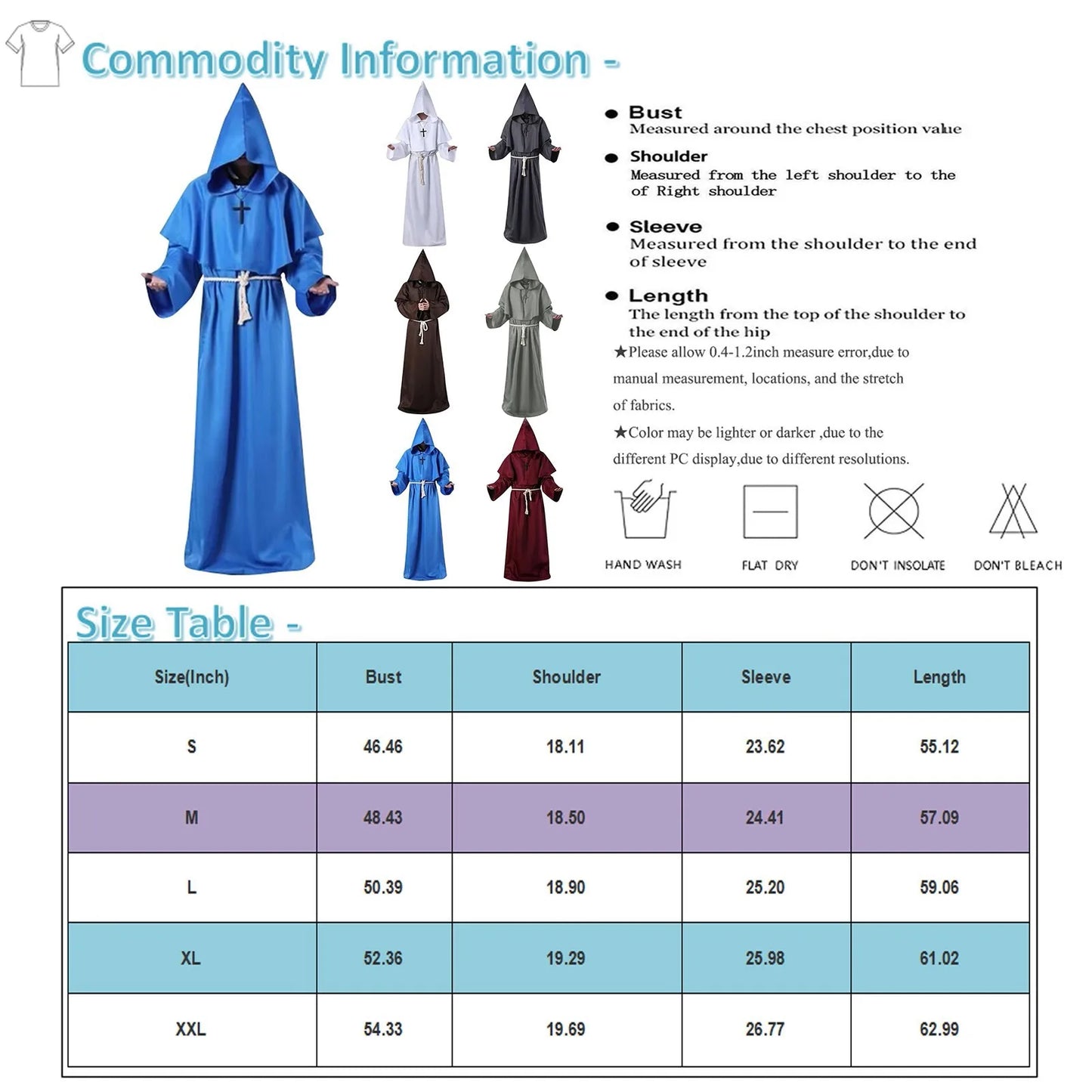 Monk Cosplay Outfit – Medieval Robe for Priest, Wizard & Costume Play