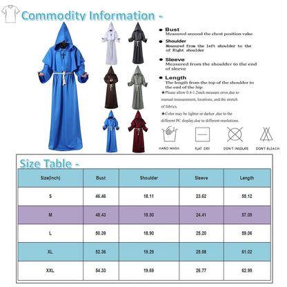 Monk Cosplay Outfit – Medieval Robe for Priest, Wizard & Costume Play