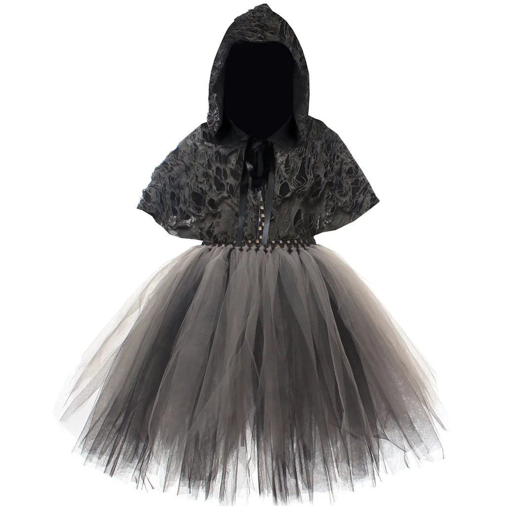 Girls Evil Halloween Outfit – Grim Reaper Carnival Costume