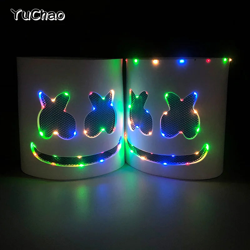 Halloween Light-Up Mask – Neon LED Marshmallow Headgear