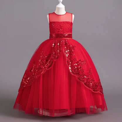 Girls Elegant Lace Wedding & Party Princess Dress