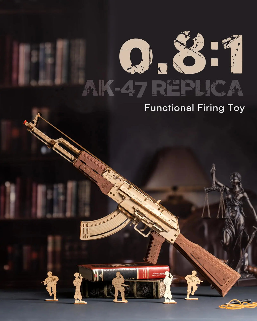 Ultra Shoppings Robotime Rokr AK47 3D wooden gun building block toy featuring a detailed, realistic design for kids and adults.