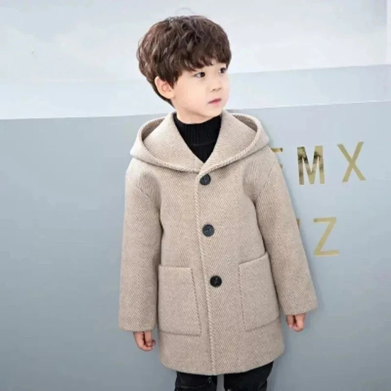 Boys’ Casual Woolen Jacket – Warm & Stylish Korean
