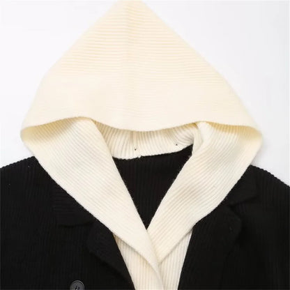 Chic Autumn Hooded Knit Coat – 2-in-1 Style