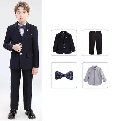 Boys' Formal Wedding Suit Set – Blazer, Vest, Shirt & Pants (Ages 4–12)