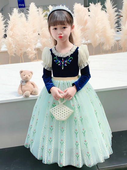 Girls’ Performance & Wedding Dress – Color Block Bow