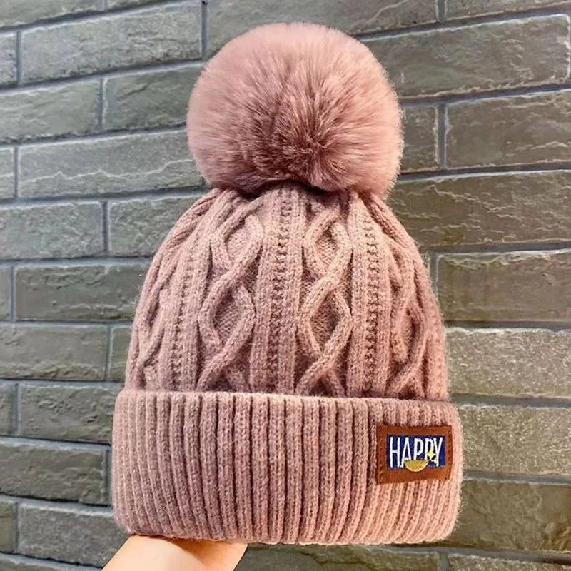 Cozy Faux Fur Pom Pom Beanie – Warm & Chic