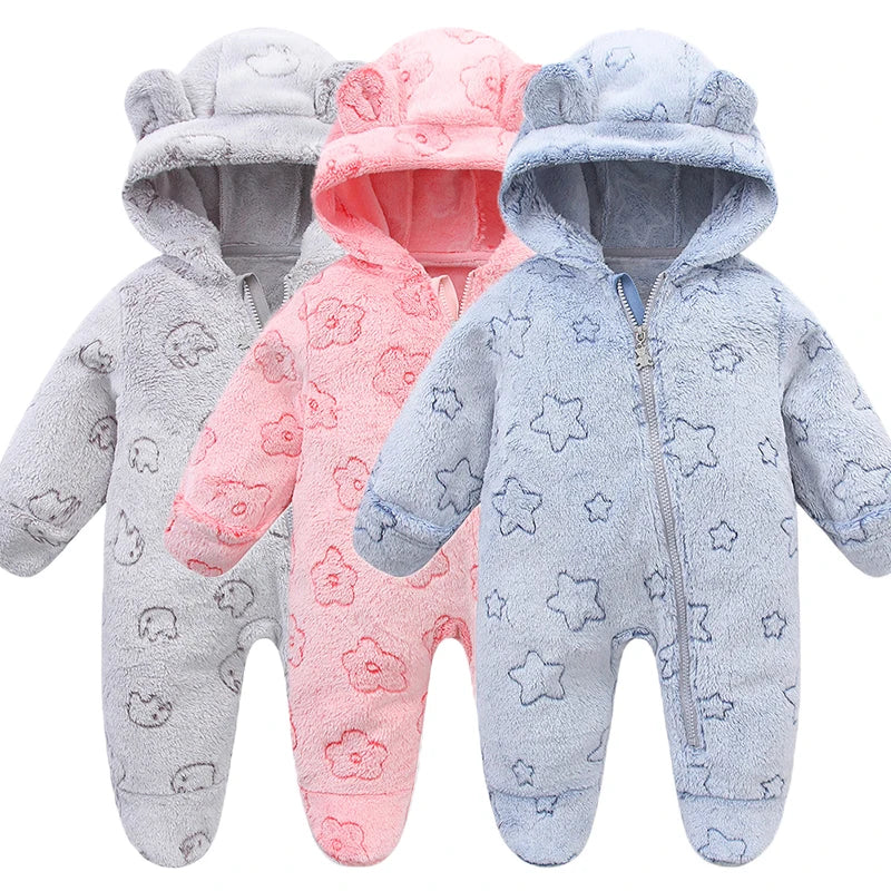 Soft Flannel Baby Romper – 0–12M Warmth