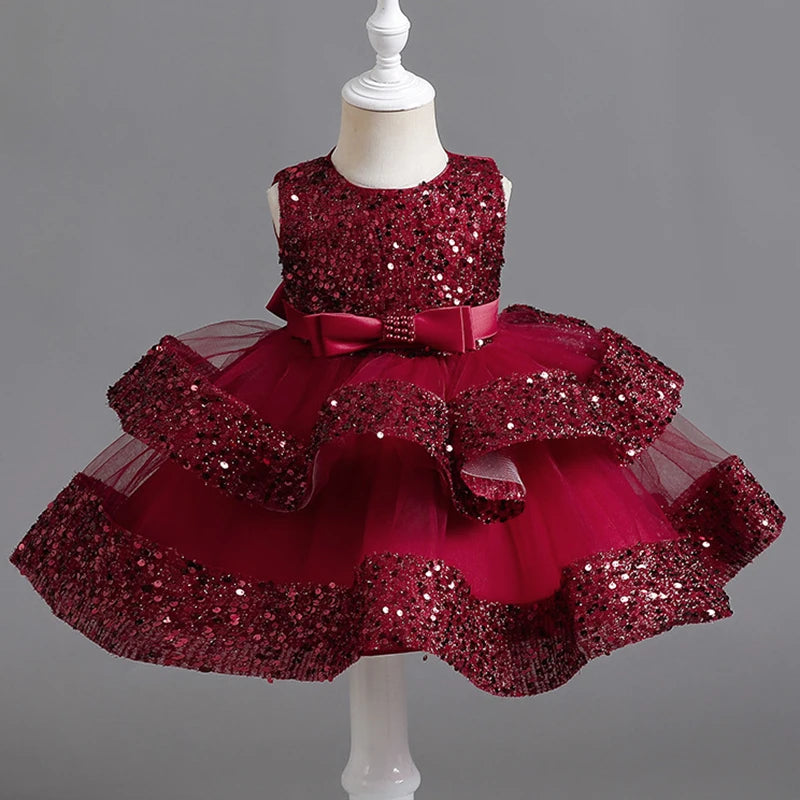 Girls’ Summer Party Dress – Sequin & Beaded Bow Detail