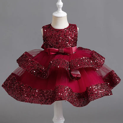 Girls’ Summer Party Dress – Sequin & Beaded Bow Detail
