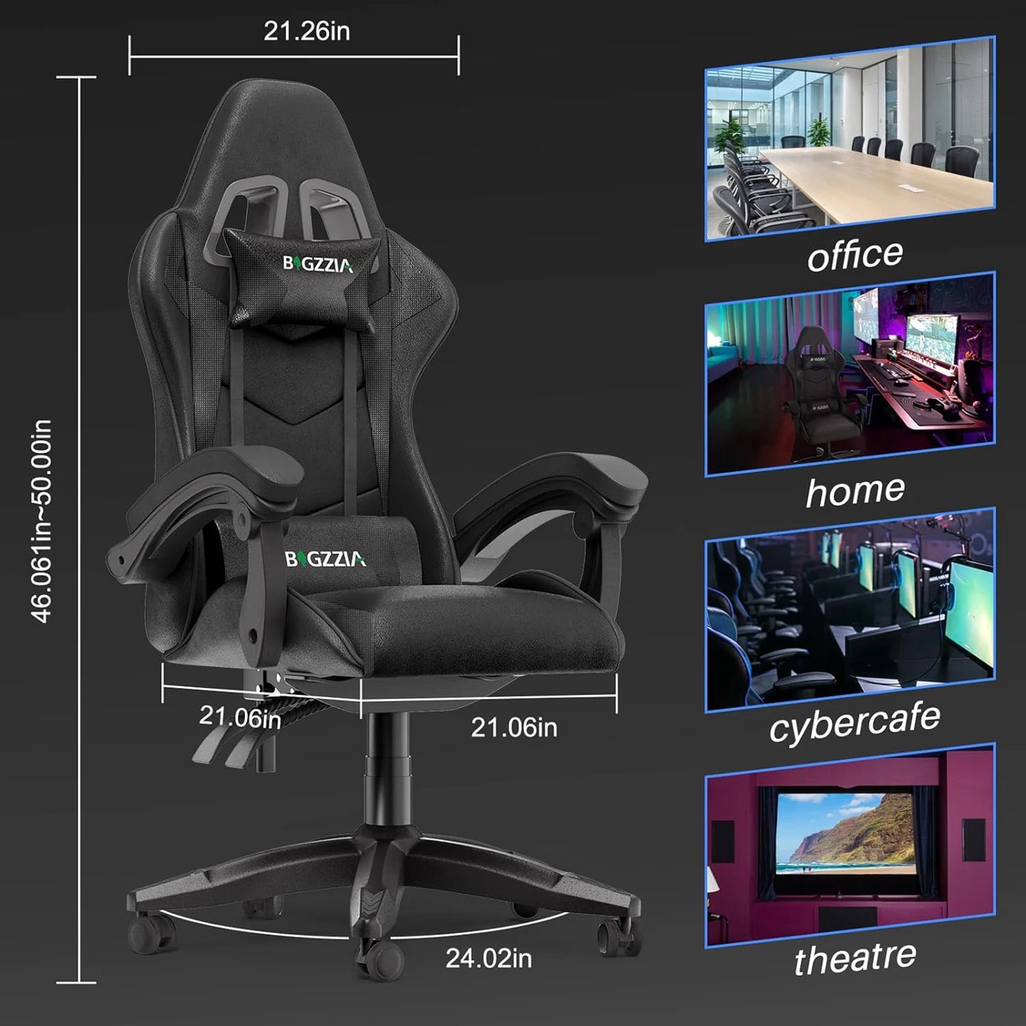 Ergonomic Gaming & Office Chair: PU Leather with Headrest & Lumbar Support