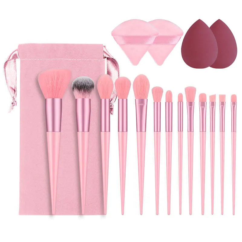 Makeup Brush Set with 4 Sponge Puffs – Complete Korean Beauty Kit