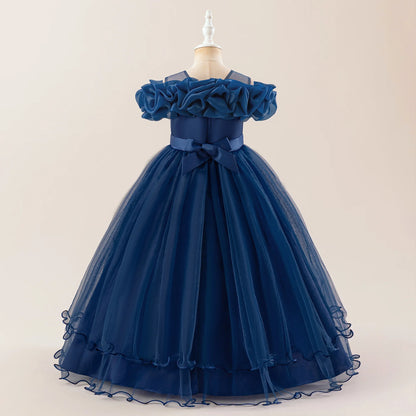 Prom & Party Dress – Girls Floral Mesh Gown