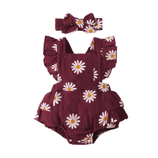 Cute Sunflower Baby Romper for Summer