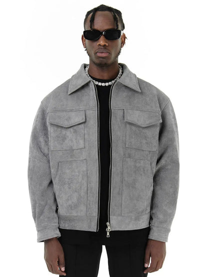 Casual Oversize Men's Jacket – Lapel Zipper Thick Coat
