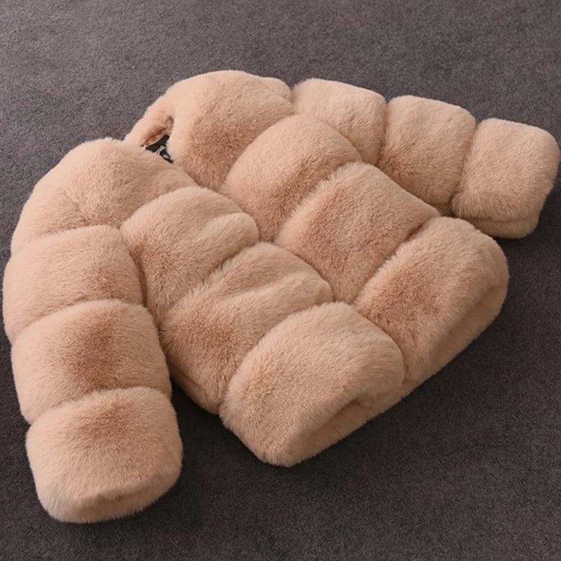 Girls' Faux Fur Winter Coat – Warm Long Sleeve Jacket