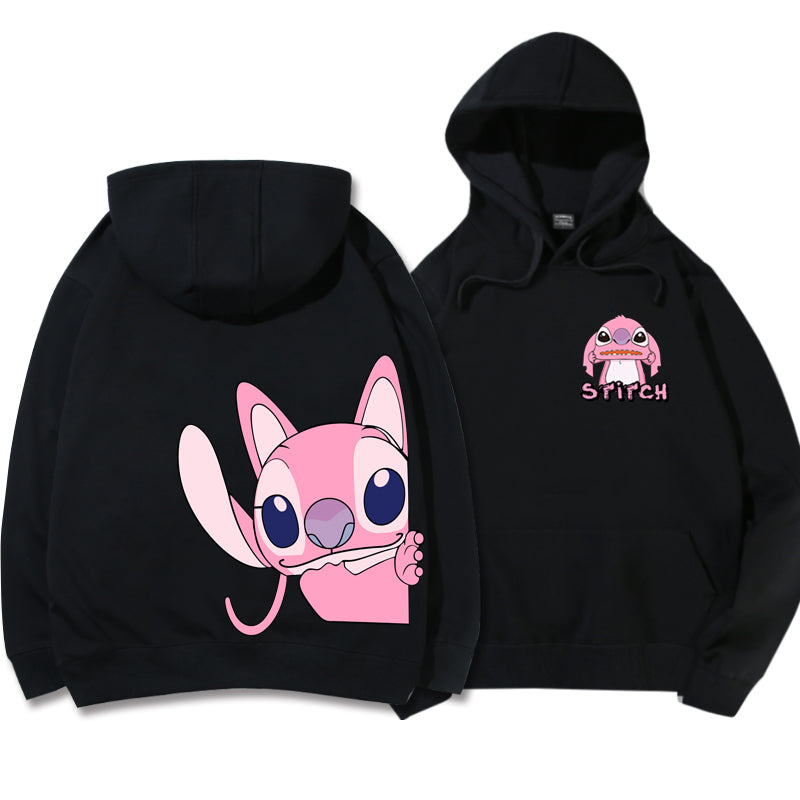 Stitch & Angel Hoodie: Cute & Cozy Cartoon Pullover