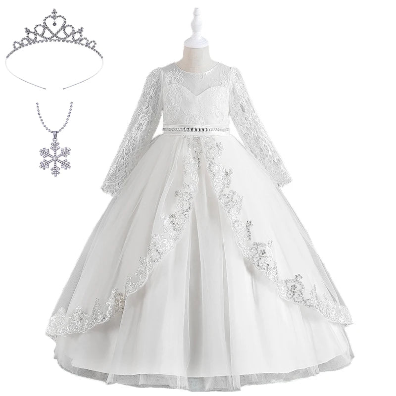 Girls Evening Dress – Lace Embroidered Party Gownn