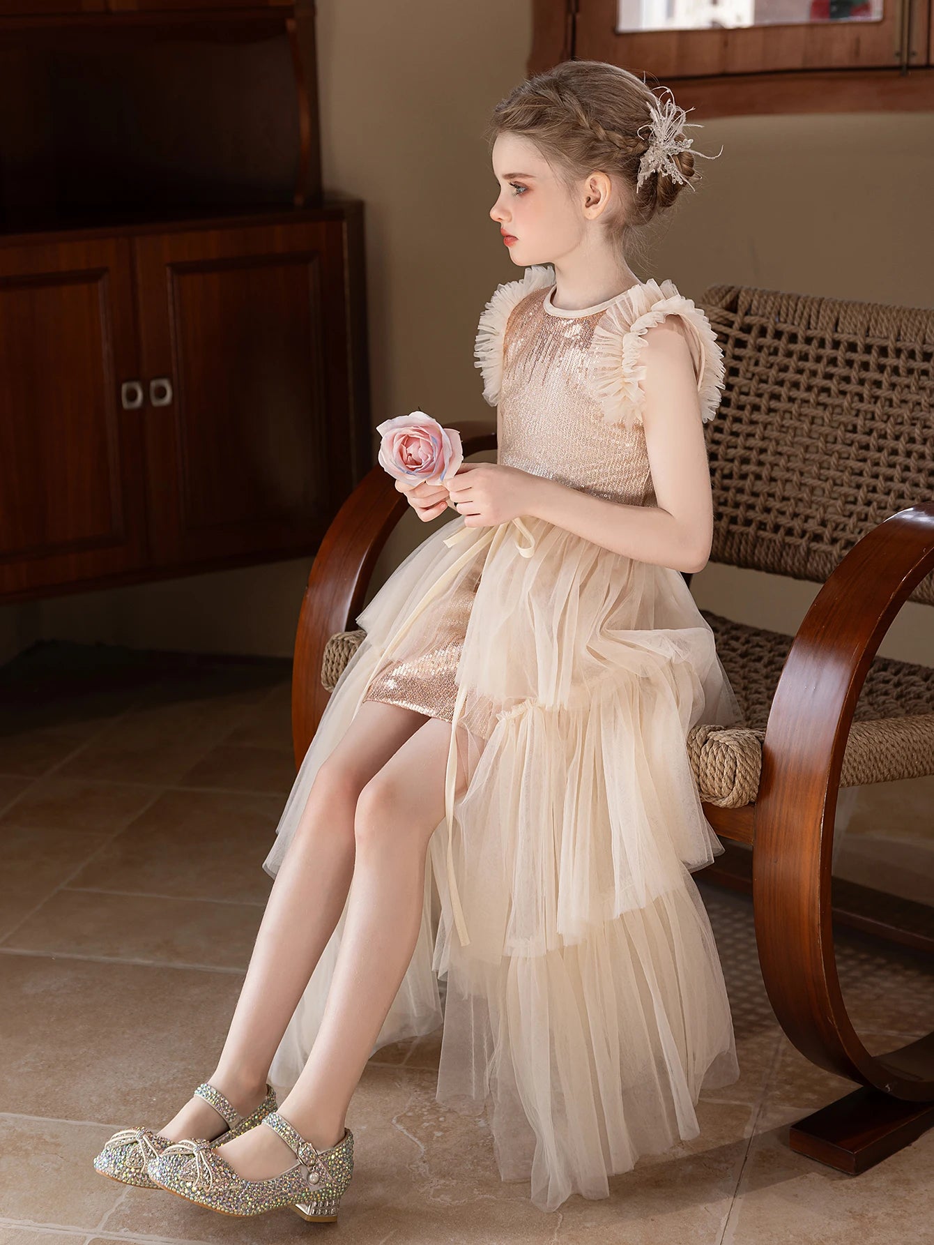 Girls Luxury Party & Wedding Dress Set