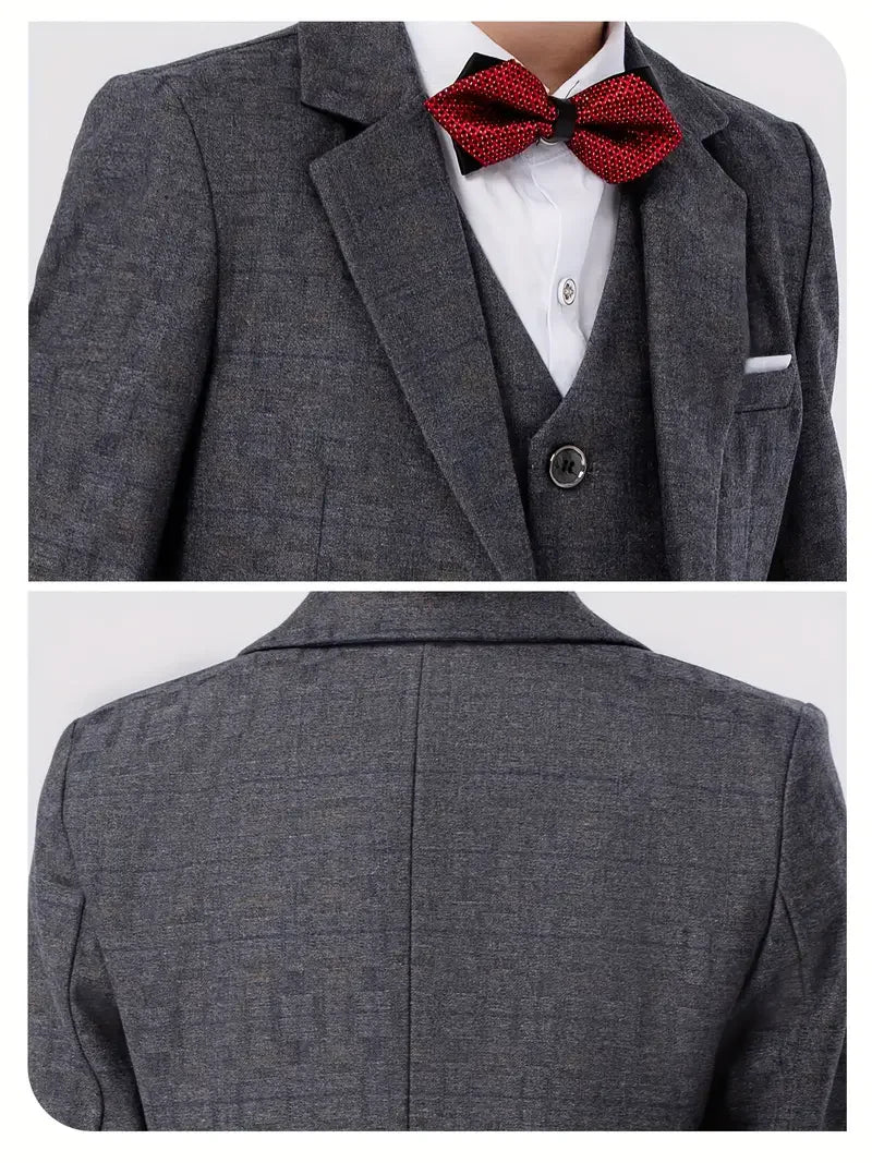 Boys’ Multi-Occasion Suit – Jacket, Vest, Pants & Accessories Set