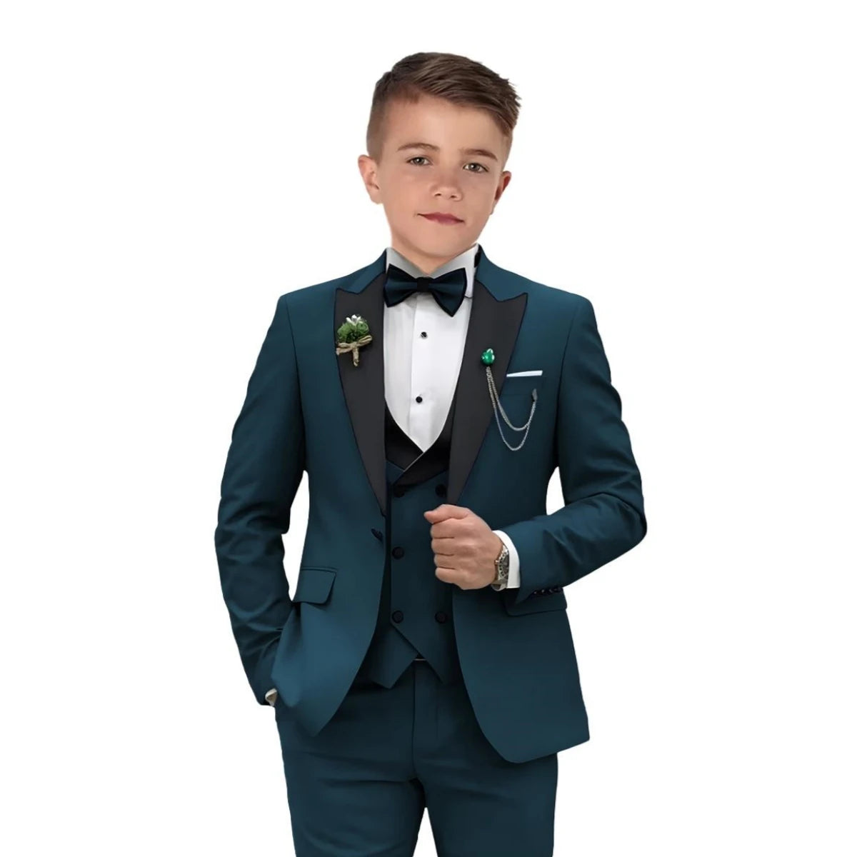 Elegant Burgundy Boy’s 3-Piece Suit – Blazer, Vest & Pants for Weddings or Photoshoots