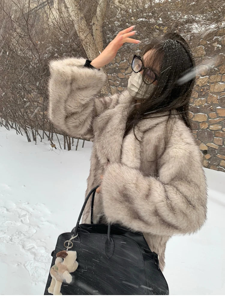 Luxury Fluffy Faux Fox Fur Jacket – Casual & Cozy