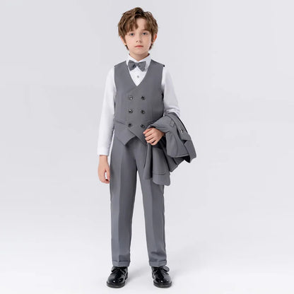 Teenagers’ Formal Tuxedo – Beige Waistcoat Set for Weddings & Parties