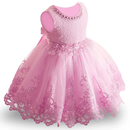 Pearl-Embellished Baby Dress – Formal Pageant Gown