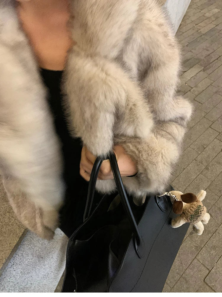 Luxury Fluffy Faux Fox Fur Jacket – Casual & Cozy
