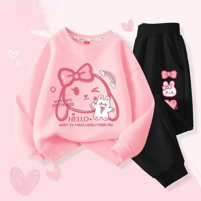 Heart Print Tracksuit: Sweet & Stylish for Little Girls